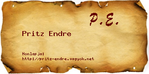 Pritz Endre névjegykártya